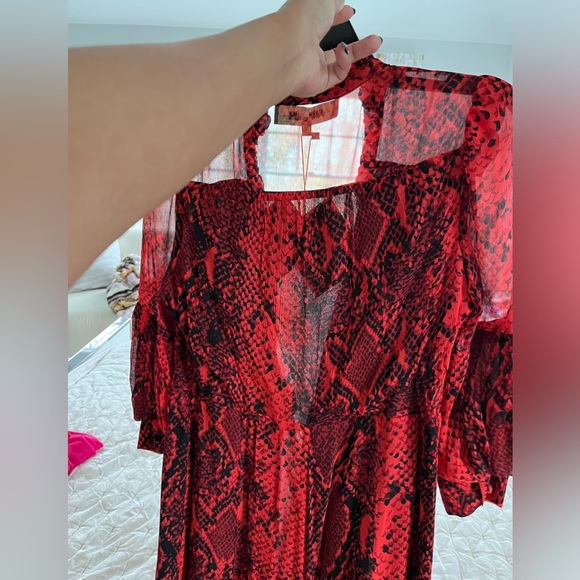 Diane Von Furstenberg DVF Adele Dress snake print carmine red - New with tags - Picture 6 of 11